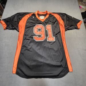 DeLong Jersey Mens XL Black Orange Number 91 Short Sleeve